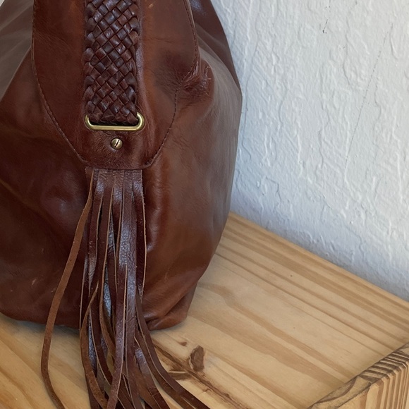 Cole Haan large brown hobo shoulder bag fringe tassel detail - Picture 6 of 14